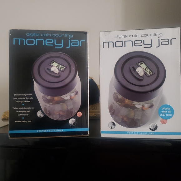 2pc Lot. NEW in Box. Perfect Solutions-Digital Coin Counting Money Jar - Picture 2 of 5